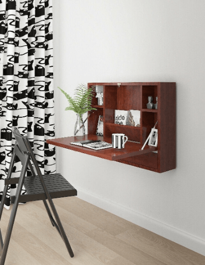 Wall Mounted Folding Laptop Desk Hideaway Storage with Drawer - Plugsusa