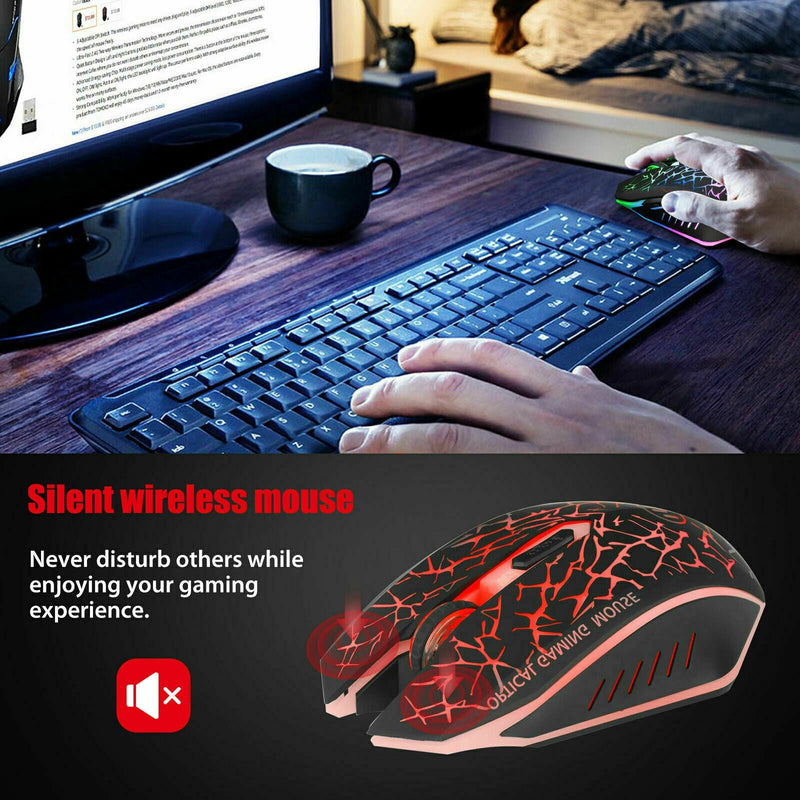 Wireless USB Optical Mice Gaming Mouse 7 Color LED Backlit Rechargeable For PC - Plugsus Home Furniture