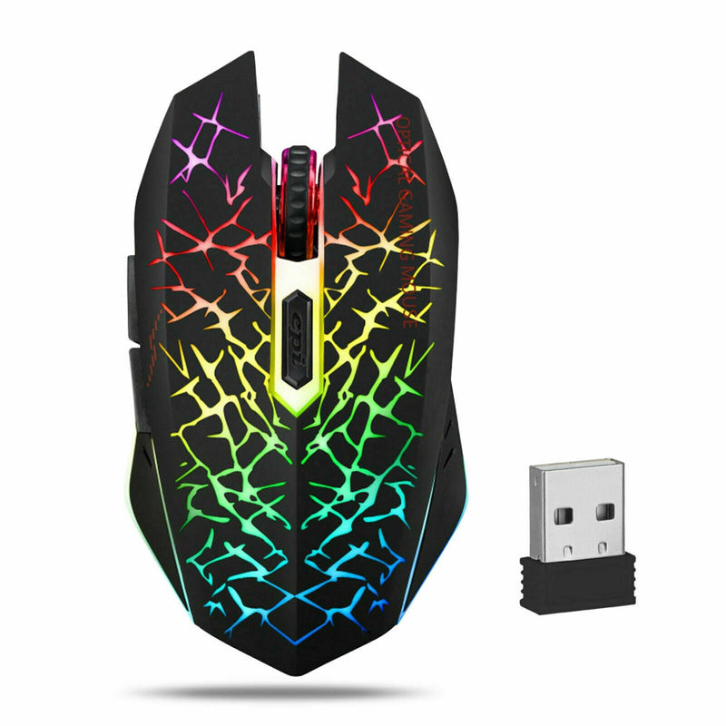 Wireless USB Optical Mice Gaming Mouse 7 Color LED Backlit Rechargeable For PC - Plugsus Home Furniture