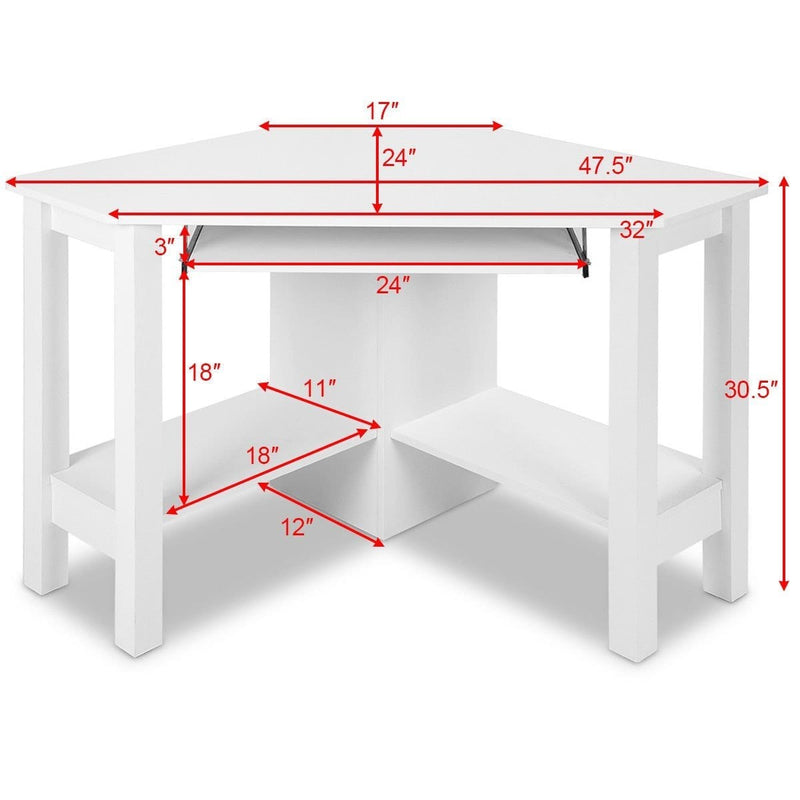 Wooden Corner Desk With Drawer.